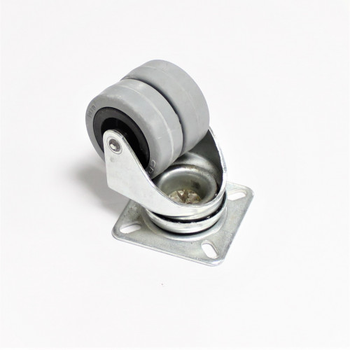 50mm Dobbelthjul - svingbart - bredde 40mm - grå gummibane - discosupport.dk 50mm Dobbelthjul - svingbart - bredde 40mm - grå gummibane - discosupport.dk