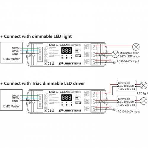 Køb 230 Volt DSP2-LED Transistor - Lysdæmper - 2 kanals DMX dæmper