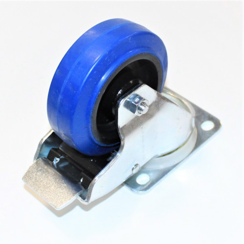 Guitel 100mm Blå hjul med bremse - 10cm Blå hjul - Kæmpe udvalg af hjul til flightcases og transportkasser hos Disco Support!