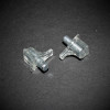 Hyldebærer i klar plast med 5mm tap i stål - til glashylder - køb på discosupport.dk!