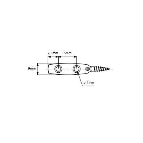 Bladskrue 5x50mm Blank - flad Øjeskrue med 2 huller - Køb online på discosupport.dk!