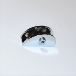 Glashyldeholder i højglans krom til 8-10 mm glas - Glashyldebeslag - halvcirkel
