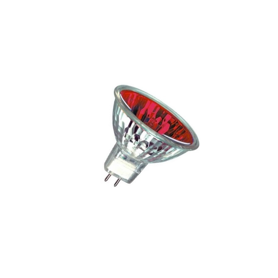 Rød Halogenreflektor MR16 - 50W - 12V - GX 5.3 - 12 graders lysspredning