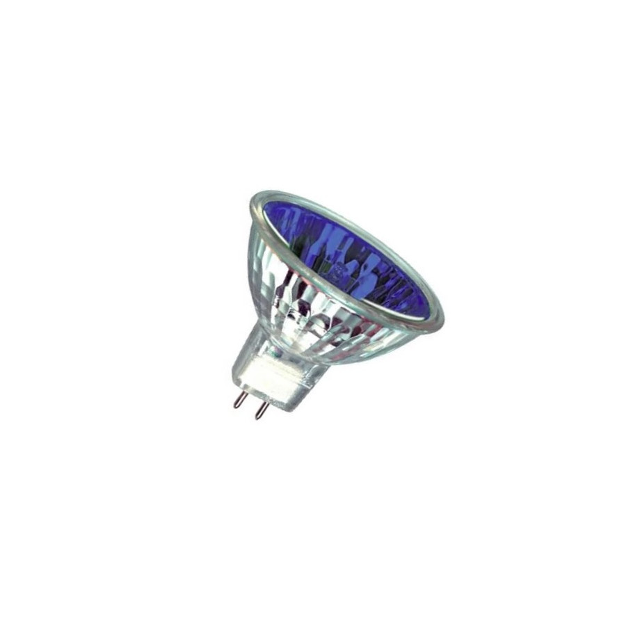 Blå Halogenreflektor MR16 - 50W - 12V - GX 5.3 - 12 graders lysspredning