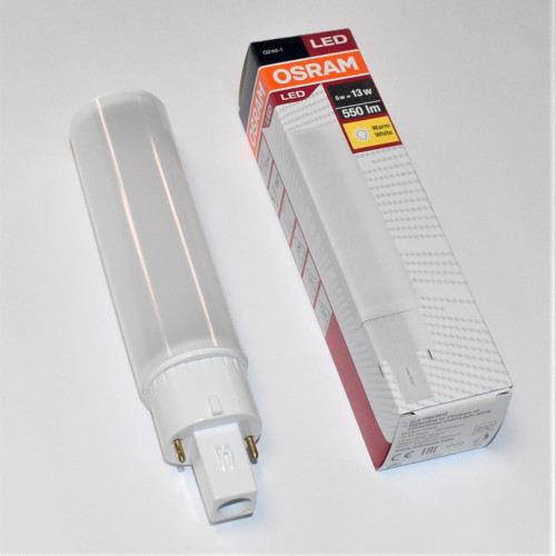 5 Watt LED Osram Dulux D 13  - G24d-1 2-pins - 830 varm hvid - køb på discosupport.dk