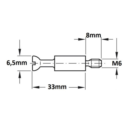 Samlebolt M6 - Ø7x41mm møbelskrue - Samlebeslag FZB - discosupport.dk