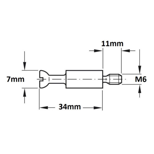 Samlebolt M6 - Ø7x42mm møbelskrue - HBP Samlebeslag - køb på discosupport.dk