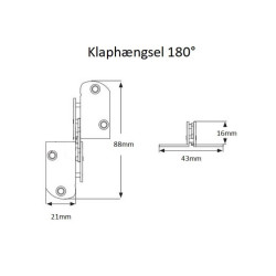 Klaphængsel 180° - til 16mm pladetykkelse - gulkromat - discosupport.dk