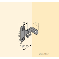 Hettich RV 7 D - montagebeslag for bagpanel FN 0435 - discosupport.dk