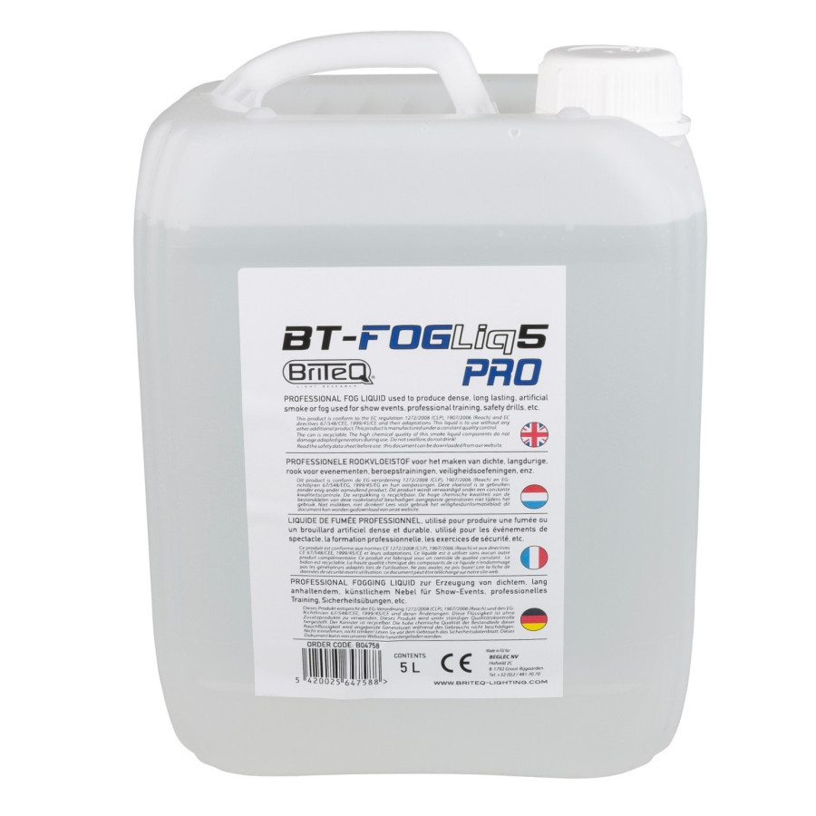 BT-Fogliq 5 PRO Kraftig røgvæske - 5 Liter Briteq - Jbsystems - Væske til røgmaskiner i høj kvalitet - køb på discosupport.dk