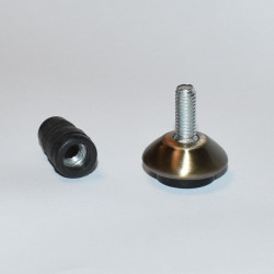 Stillefod M6x15mm bronzefarvet Ø24mm med M6 gevindbøsning Ø12mm - discosupport.dk