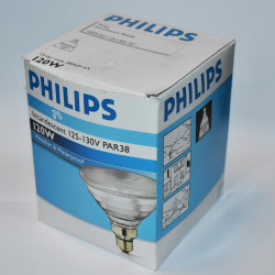 120 Watt Par38 Glødepære - Philips 125-130Volt PAR38 - 30 grader - Par-38 - discosupport.dk