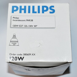 120 Watt Par38 Glødepære - Philips 125-130Volt PAR38 - 30 grader - Par-38 - discosupport.dk