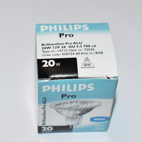 Philips Brilliantline Pro ALU - 20W Halogen Reflektorpære - 12V - BAB - GU5.3 - discosupport.dk