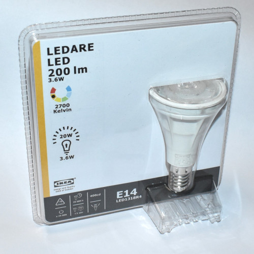 3,6W LED Spotpære E14 IKEA Ledare 200lm - Varm Hvid - 36 grader