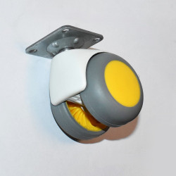 50mm Møbelhjul - Lumina Gul - Kontorhjul med bremse - discosupport.dk