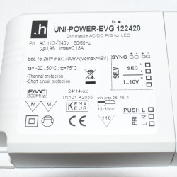 Uni-Power-EVG 12420 LED driver 15-25W dæmpbar strømdrive til seriel LED - discosupport.dk