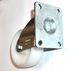 Nylonhjul 100mm Hvid med kraftig svingbar gaffel - Transporthjul - discosupport.dk