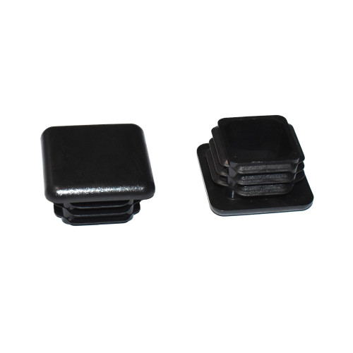 40x40mm Endeprop - Sort plast - Firkant Dupsko - Rørprop - discosupport.dk