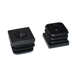 30x30mm Endeprop med M8 gevind - Sort plast prop til bordben - discosupport.dk