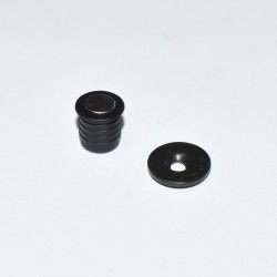 8mm Magnetlås 2kg - Rund Sort Skabsmagnet - Ø8x9mm Med Krave