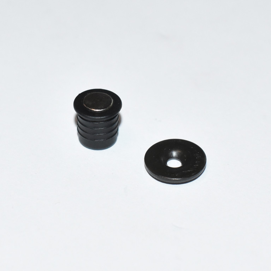 8mm Magnetlås 2kg - Rund Sort Skabsmagnet - Ø8x9mm Med Krave
