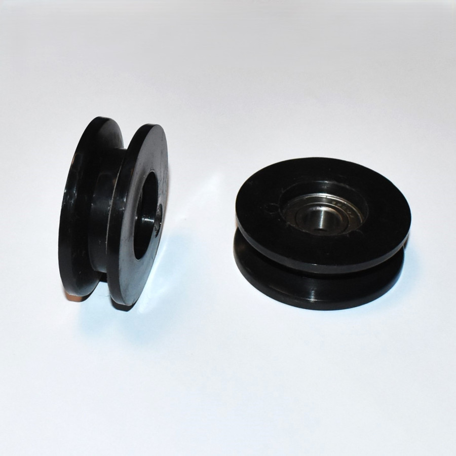 Hjul til skydedør - dia 60mm - Sort Nylon med kugleleje - til 8mm skinne - discosupport.dk