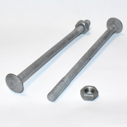 M10x160mm Bræddebolt med møtrik - Varmgalvaniseret FZV DIN 603 - discosupport.dk