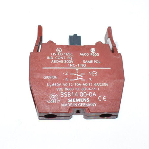 Siemens 3SB1400-0A kontaktblok 1NO+1NC - hjælpekontakt - discosupport.dk