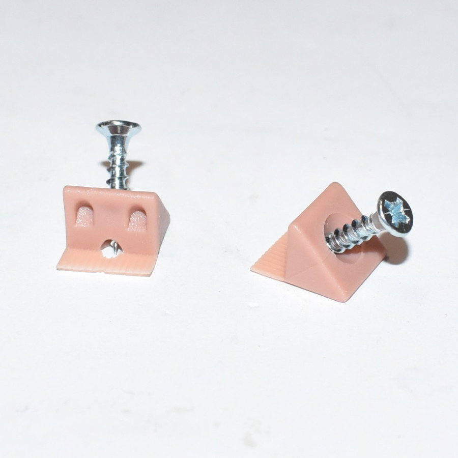 Bagbeklædningsholder 14x16x10 mm - lysbrun plastik med skrue - discosupport.dk
