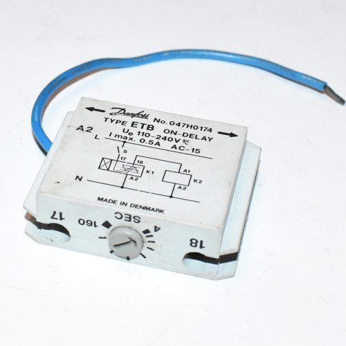 Danfoss On-Delay type ETB - 047H0174 - 4-160 sek elektronisk timer - EAN 5702423017546 - discosupport.dk