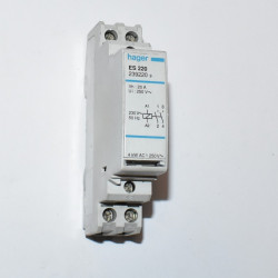 Hager ES 220 Kontaktor 2x NO 20A - Spole 230V - Brugt - discosupport.dk