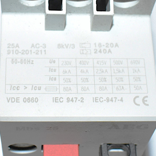 AEG Mbs 25 Motorværn - 16-20A - 3 faset - 910-201-211 - discosupport.dk