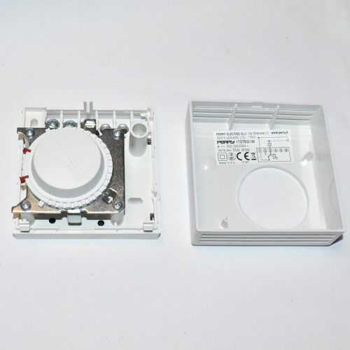 Perry Rumtermostat TEG130 med skiftekontakt - 230V - 10(2)A - Hvid - discosupport.dk