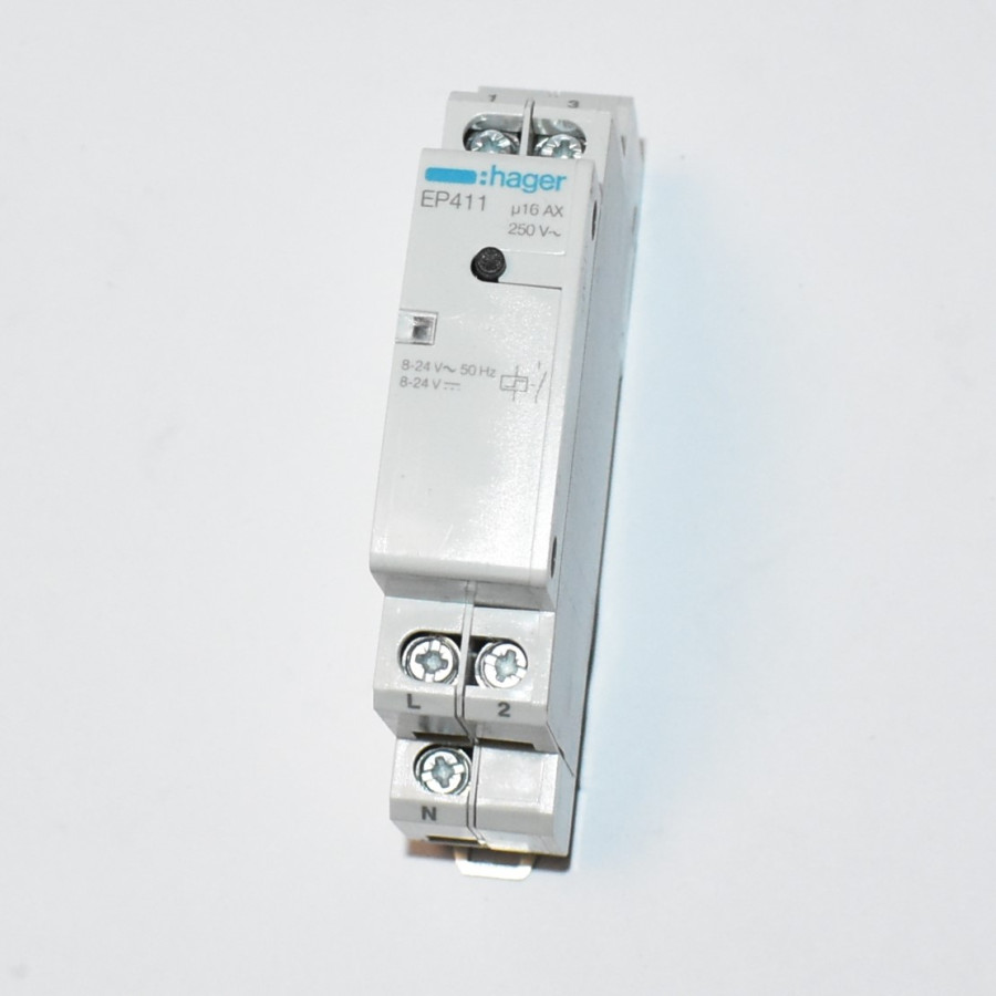 Elektronisk kiprelæ - Hager EP411 - 16A - Styrespænding 8- 24V AC-DC - 1 slutte - discosupport.dk
