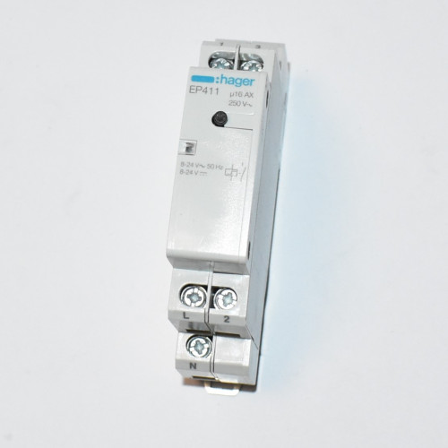 Elektronisk kiprelæ - Hager EP411 - 16A - Styrespænding 8- 24V AC-DC - 1 slutte - discosupport.dk