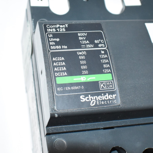 Lastadskiller INS125 - 4P - 125A - Schneider Electric - discosupport.dk