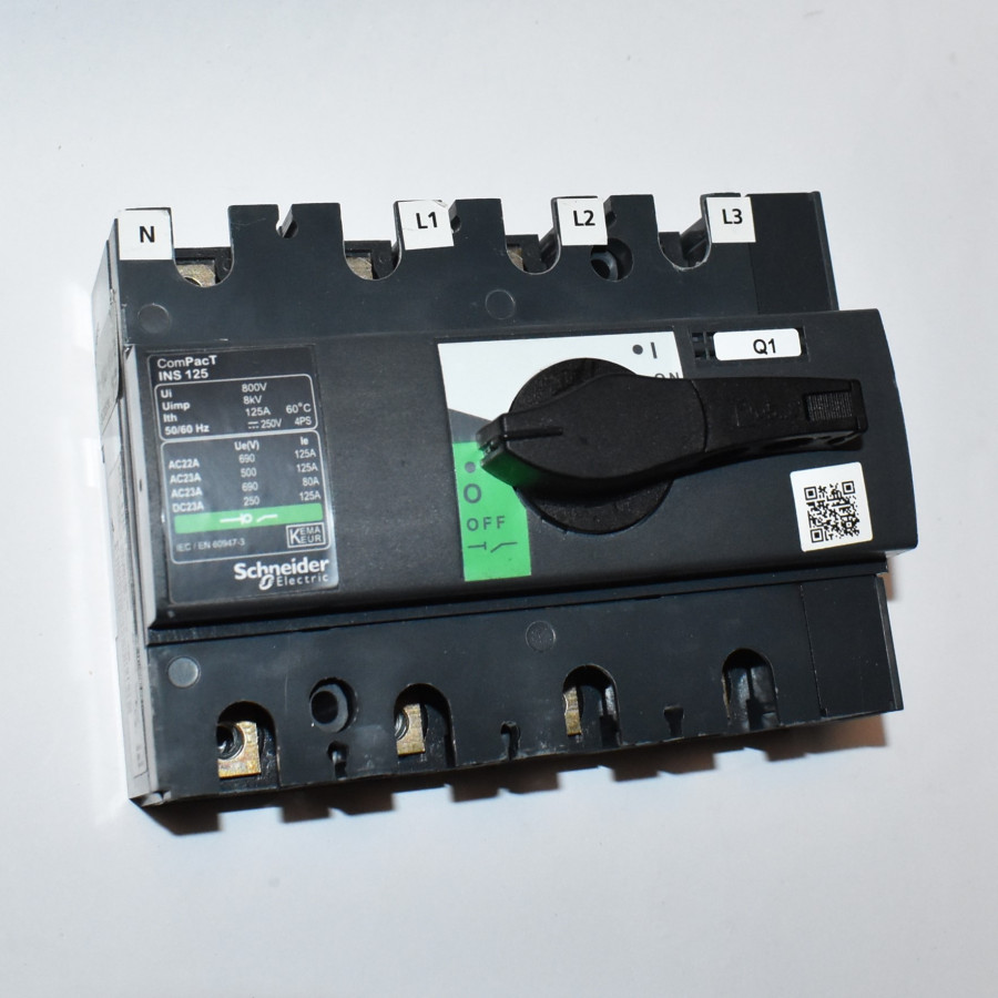 Lastadskiller INS125 - 4P - 125A - Schneider Electric - discosupport.dk