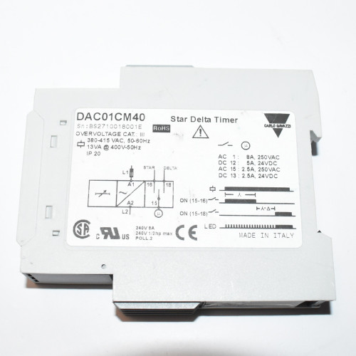 Carlo Gavazzi DAC01CM40 Star Delta Timer - Stjerne Trekant relæ til DIN-skinne - discosupport.dk