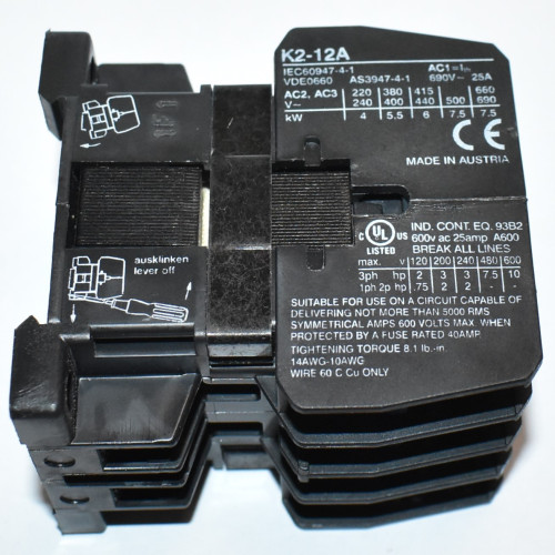 Benedikt & Jäger K2-12A01 Kontaktor - Spole 230V - 5,5kW - 400V - discosupport.dk