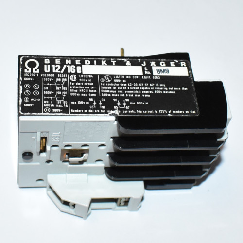 Benedikt & Jäger U12-16E Termorelæ 0,8-1,2A til kontaktor - discosupport.dk