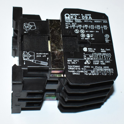 Benedikt & Jäger K2-09A10 Kontaktor - Spole 230V - 4kW - 400V - discosupport.dk