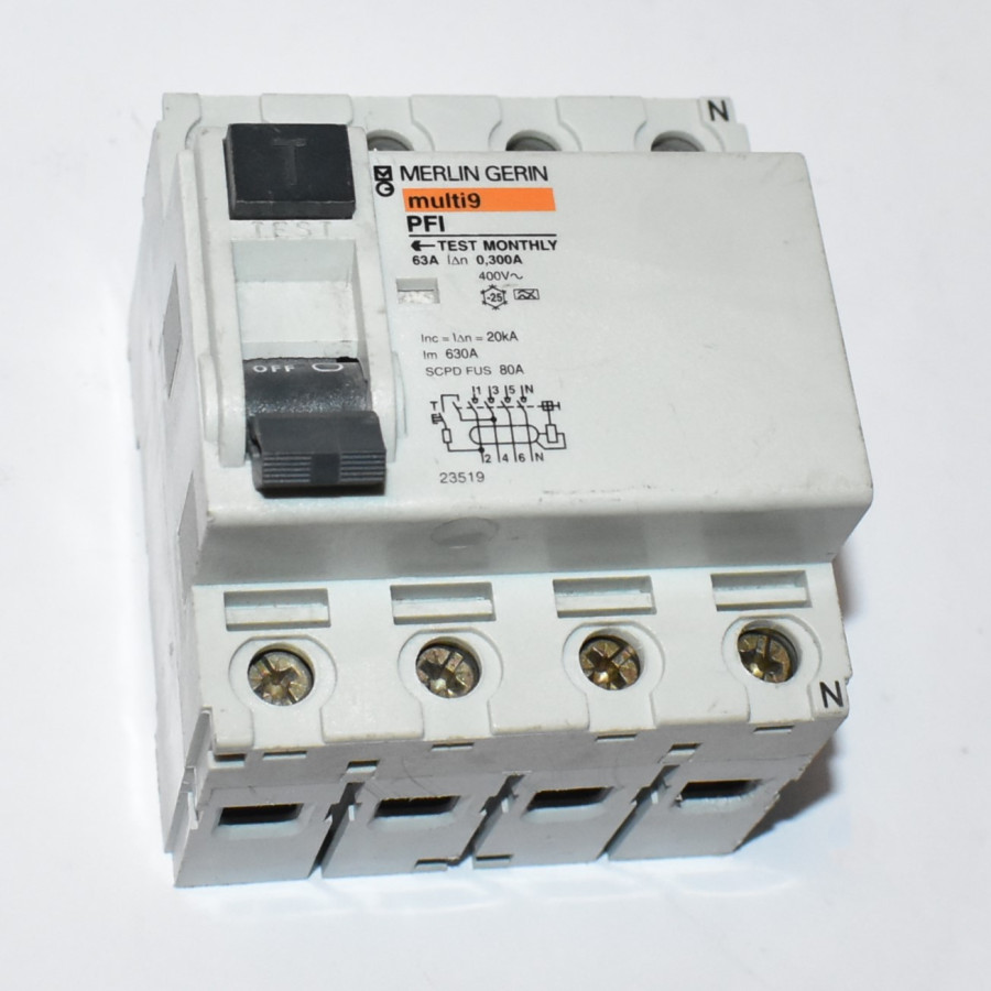 Merlin Gerin Multi9 fejlstrømsafbryder PFI 4P - 63A - 300mA - discosupport.dk
