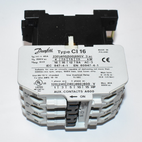 Danfoss CI 16 - 3-faset Kontaktor 7,5kW - Spole 24V AC - 037H0041-16 - CI16 - discosupport.dk