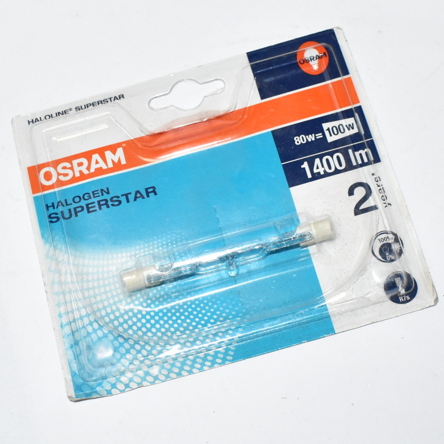 80W Osram Halogenrør - R7s - 230V - længde 78mm - 100W - discosupport.dk