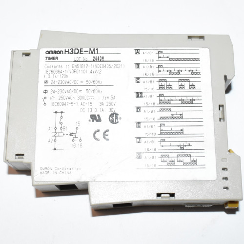 OMRON H3DE-M1 MULTIFUNCTION TIME DELAY RELAY 0.1S-120H 24-230V - discosupport.dk