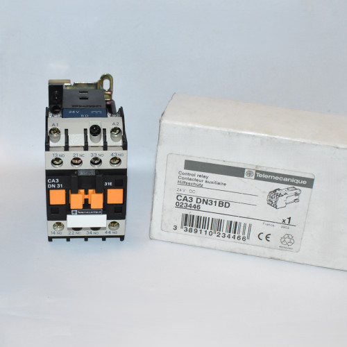 Telemecanique CA3 DN31BD kontaktor - 3x NO + 1x NC - Spole 24V DC - discosupport.dk