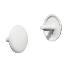 Dækhætte - Hvid Plast - Dia 12mm - med 2,5mm tap - discosupport.dk