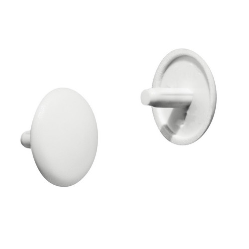 Dækhætte - Hvid Plast - Dia 12mm - med 2,5mm tap - discosupport.dk