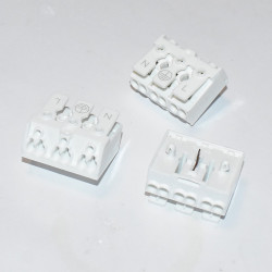 Push-in Fjeder-klemrække med jord - 3-vejs - 0,5-2,5mm² - Hvid - discosupport.dk